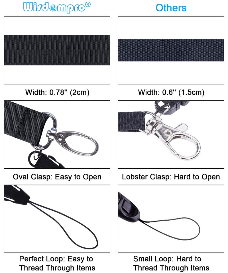 ويزدوم برو Wisdompro Office Lanyard 6 Pack 23 بوصة حزام حبل الرقبة مع حلقة سلسلة إبزيم قابلة للفصل ومشبك بيضاوي للمفاتيح وسلسلة المفاتيح وشارات الهوية وحاملي بطاقات الهواتف وبطاقات الاسم - أسود أزرق أحمر - Image 4